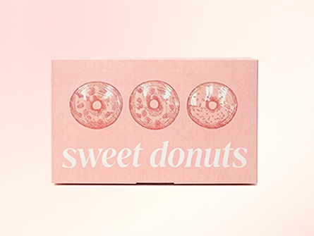 Customized Pink Square Flap Doughnut Box