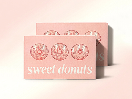 Customized Pink Square Flap Doughnut Box
