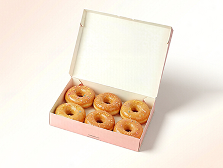 Customized Pink Square Flap Doughnut Box