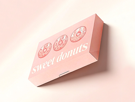 Customized Pink Square Flap Doughnut Box