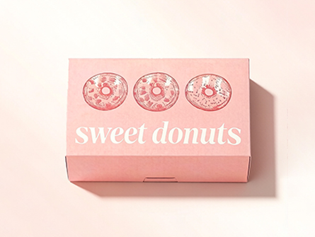 Customized Pink Square Flap Doughnut Box