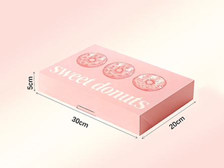 Customized Pink Square Flap Doughnut Box