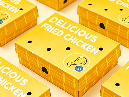 Customized Yellow Printed Fried Chicken Box