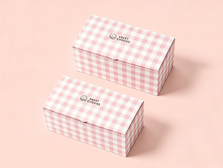 Customized Powder White Checkered Flip-top Cookie Box