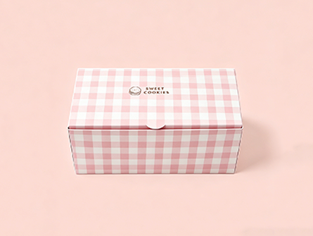 Customized Powder White Checkered Flip-top Cookie Box