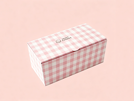 Customized Powder White Checkered Flip-top Cookie Box