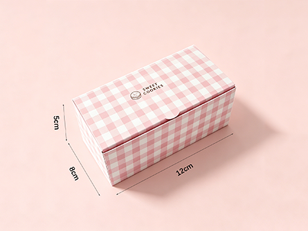 Customized Powder White Checkered Flip-top Cookie Box