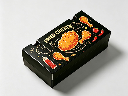 Customized Black Foldable Fried Chicken Box
