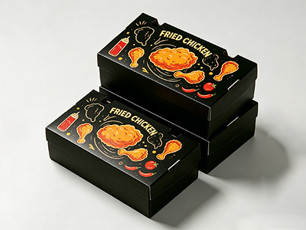 Customized Black Foldable Fried Chicken Box