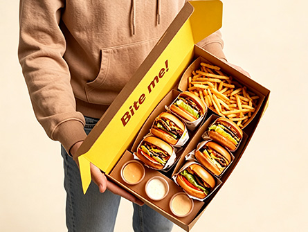 Customized Kraft Paper Large-capacity Flip-top Burger box