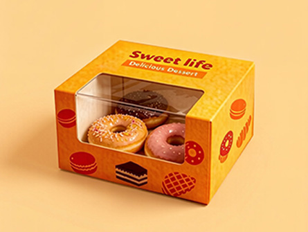 Customized Yellow Doughnut Box With Window