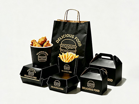 Customized High-quality Black Foil-coated Fast Food Set