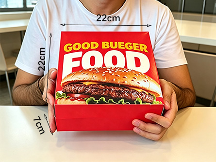 Customized Red Large-capacity Flip-top Burger Box