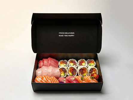 Custom Black Flip Sushi Box