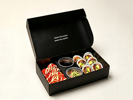 Custom Black Flip Sushi Box