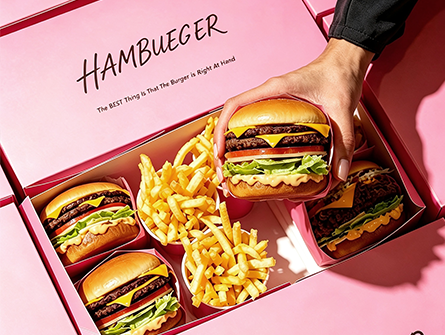 Customized Pink Square Large-capacity Burger Box