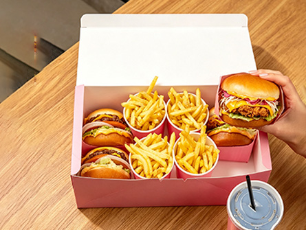 Customized Pink Square Large-capacity Burger Box