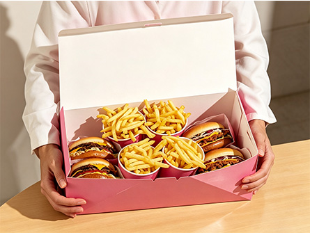 Customized Pink Square Large-capacity Burger Box