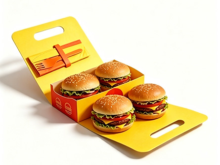 Customized Disposable Burger Boxes With Handles