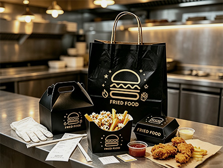Customized Black Embossing And Gold Printing Food Packaging Set