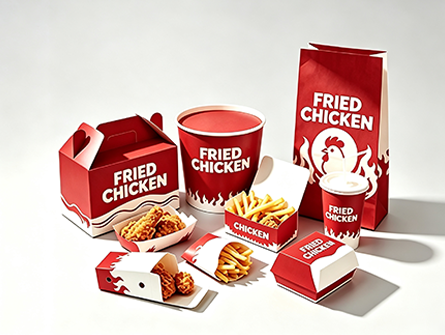 Customized Red-patterned Printed Fried Chicken Sets Series