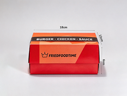 Customized Red Square Flap Chicken BoxCustomized Flip-top Chicken Box With Dipping Sauce