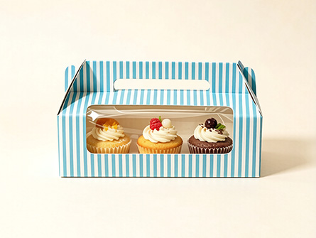 Portable Paper Cupcake Box With A Window