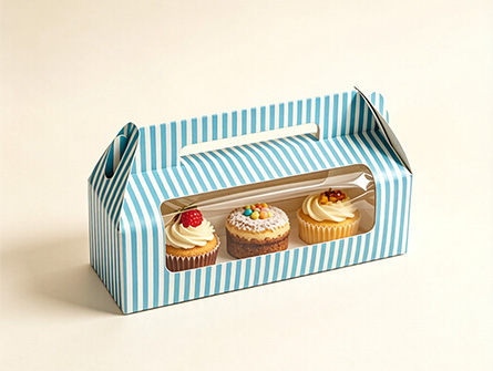 Portable Paper Cupcake Box With A Window