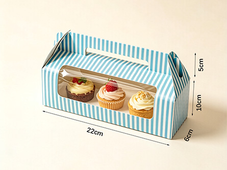 Portable Paper Cupcake Box With A Window