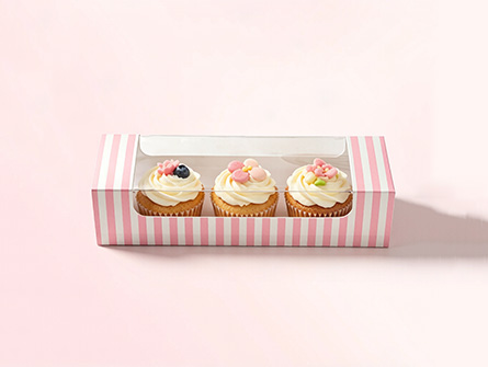 Customized Pink Striped Windowed  Dessert box