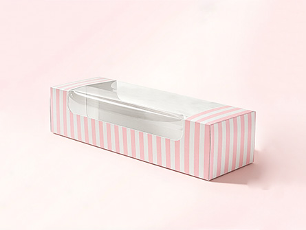 Customized Pink Striped Windowed  Dessert box