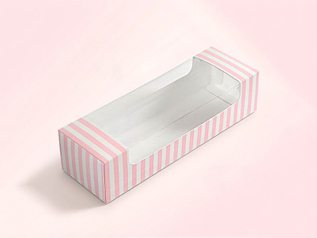 Customized Pink Striped Windowed  Dessert box