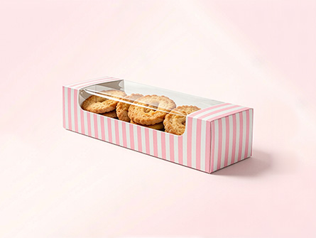Customized Pink Striped Windowed  Dessert box