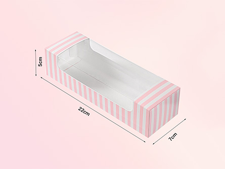 Customized Pink Striped Windowed  Dessert box