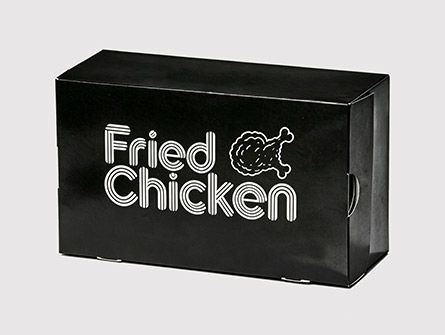 Custom black flip-top fried chicken box