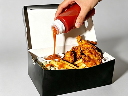 Custom black flip-top fried chicken box