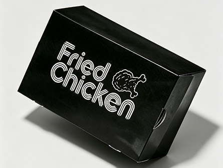 Custom black flip-top fried chicken box