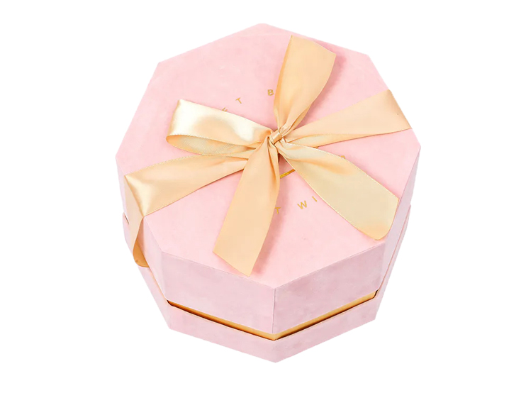 Octagon Shape Candy Jewelry Cardboard Box With Ribbon Decorate
