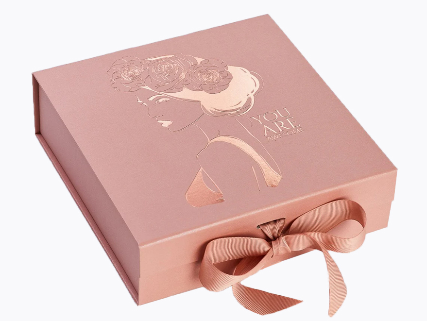 Pink Ribbon Folding Clamshell-type Gift Box With Your Own Design
