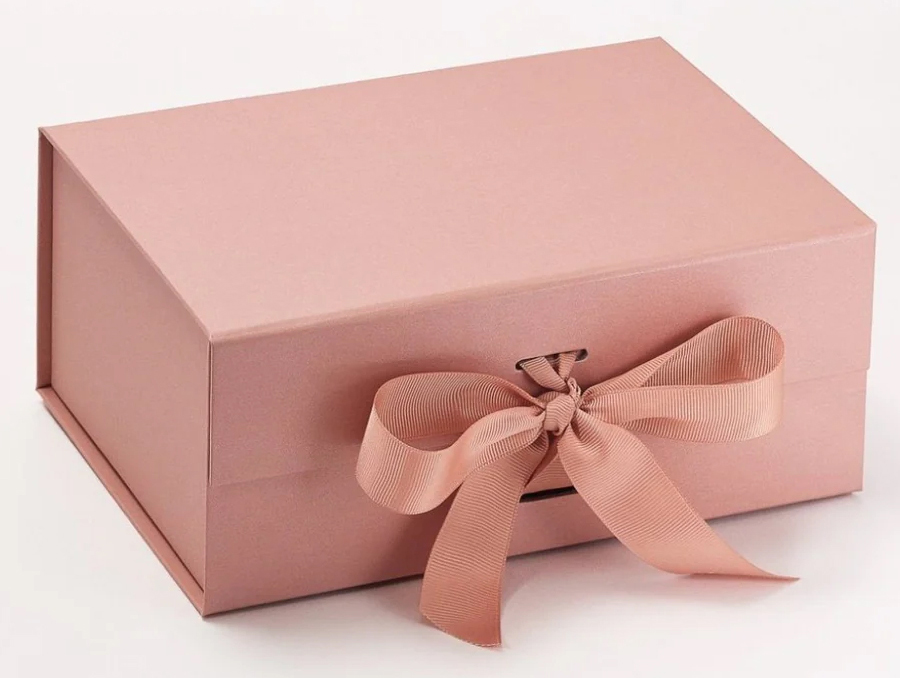 Pink Ribbon Folding Clamshell-type Gift Box With Your Own Design