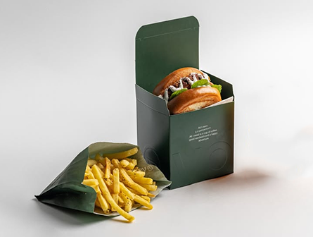 Hamburger Boxes and French Fries Bag
