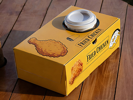 Fried Chicken Paper Box With Cup Drink Holder