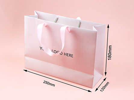 White Cardboard Paper Bag With Ribbon