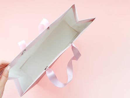 White Cardboard Paper Bag With Ribbon